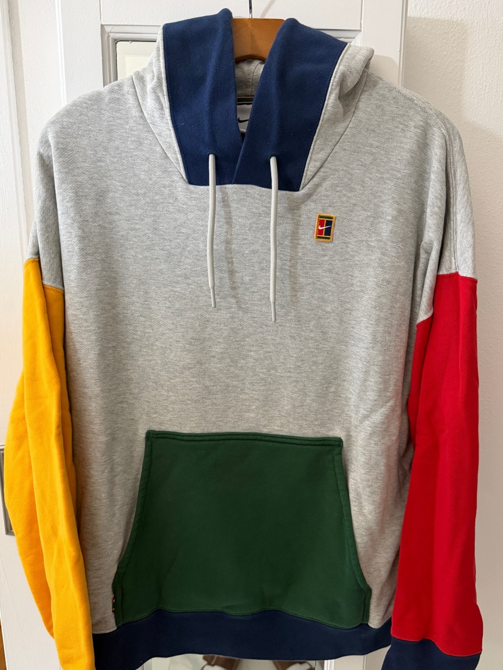 Nike Court Heritage Color Block Hoodie Men’s Large Gray Multicolor Tennis Loose